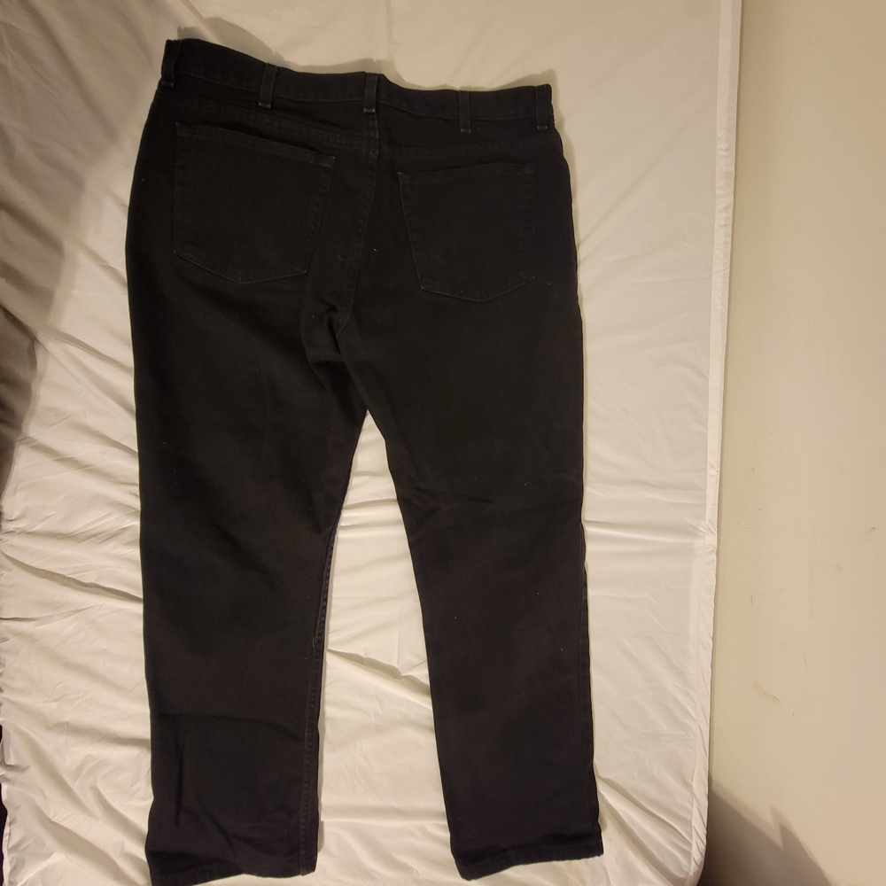 George Men's Dark Black Straight Jeans
